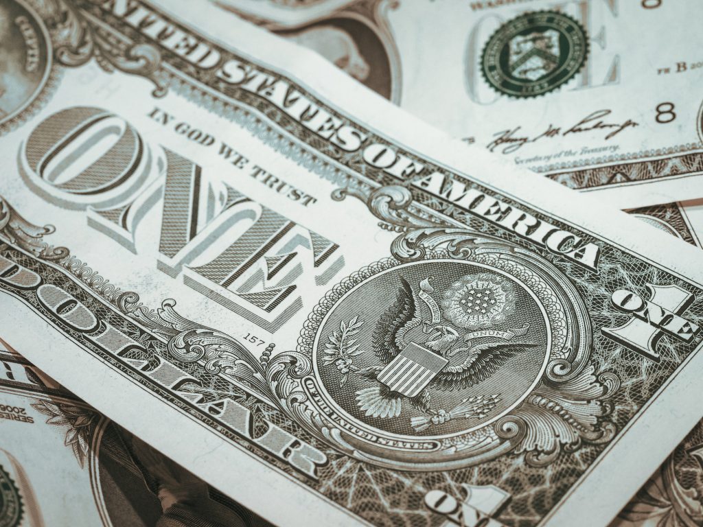 close up of dollar bills