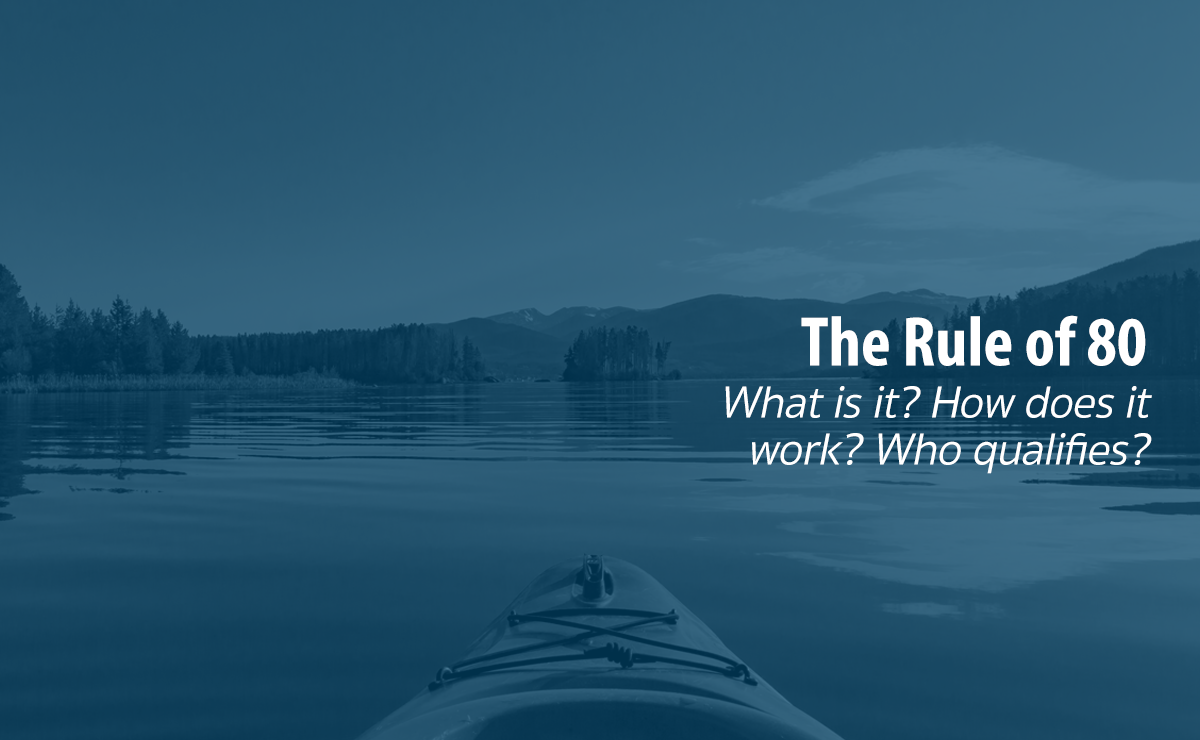 Rule of 80 webinar header image. A kayak glides across Grand Lake in Colorado