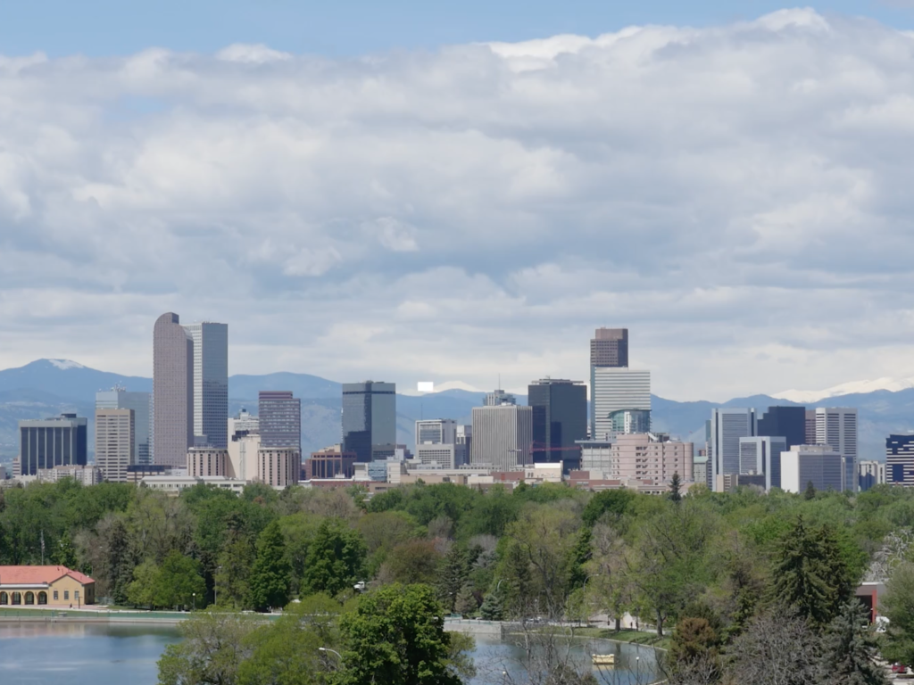 Downtown Denver skyline as seen from City Park